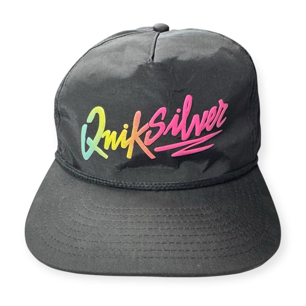 Quiksilver Retro Strapback Hat Colorful Logo Print Adjustable size 6 7/8 Y2K‎